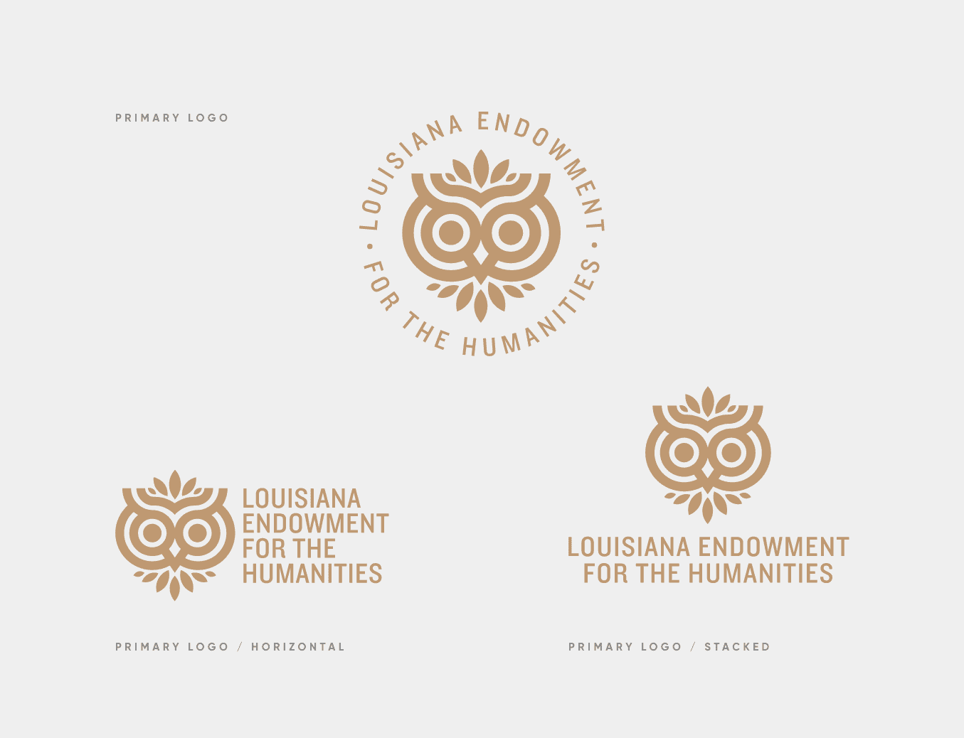 logo grouping of the gold logos for louisiana endowment of humanities