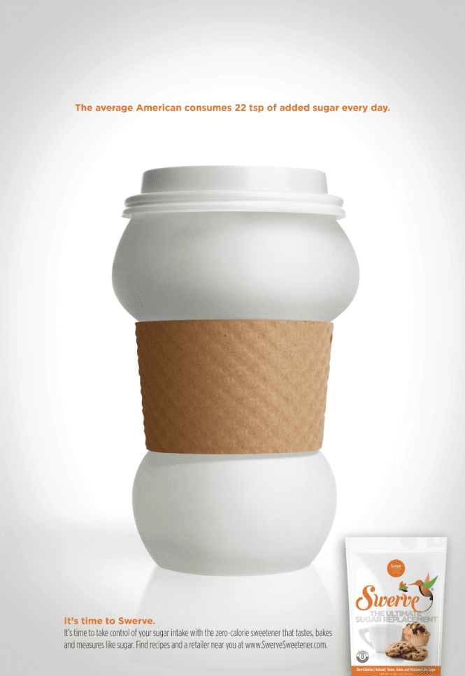 ad for swerve sweetener of cup bulging