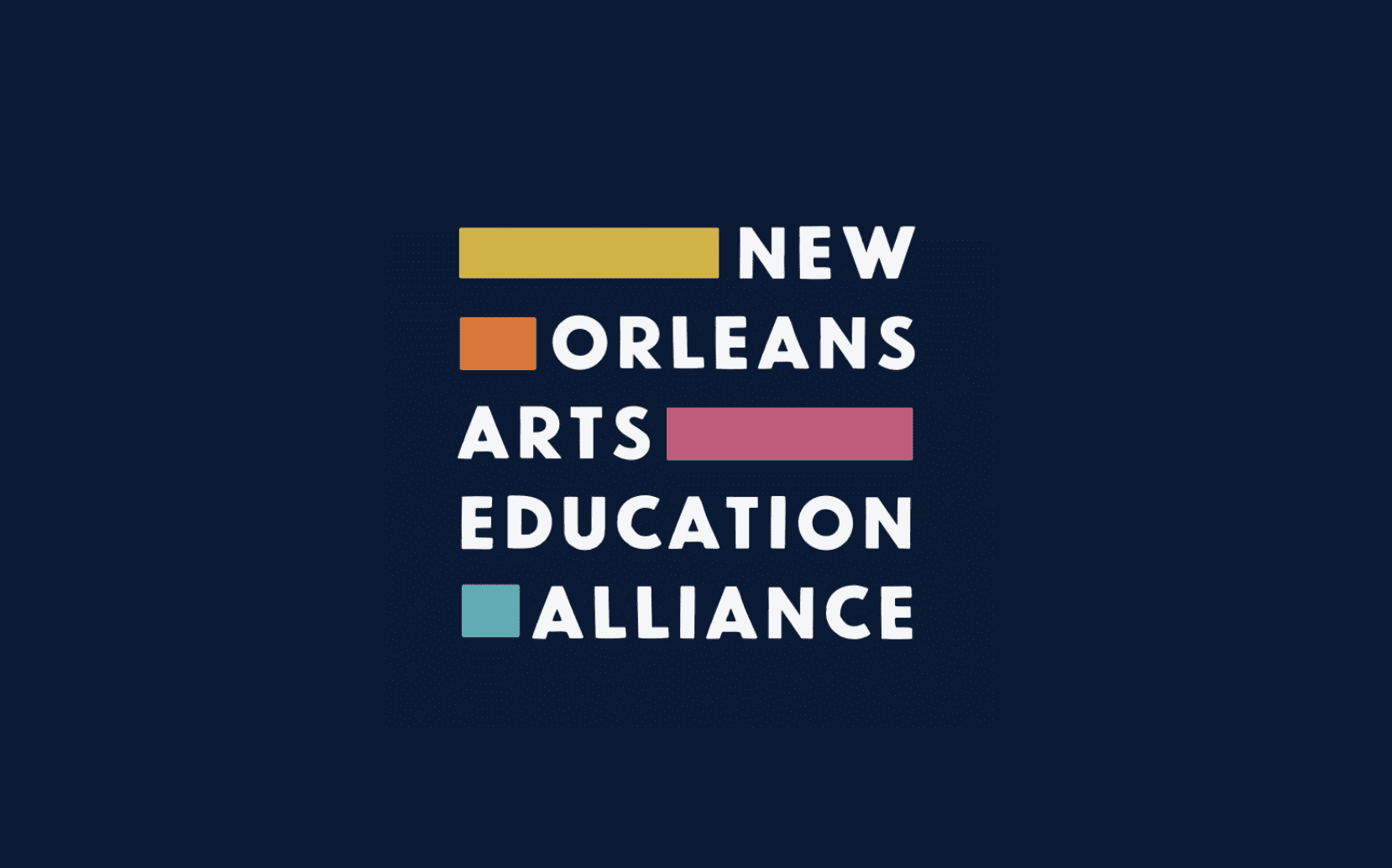 New Orleans Arts Education Alliance blue yellow orange and pink logo